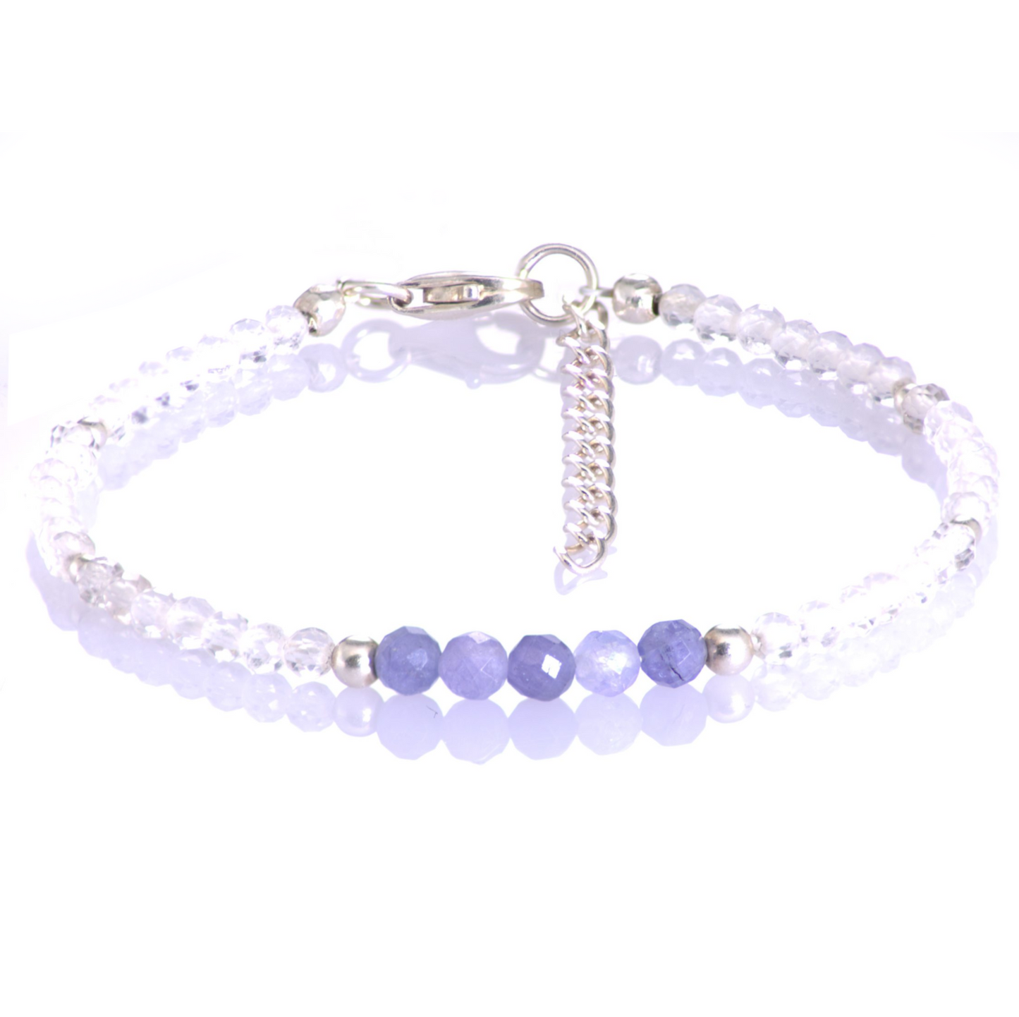 Bransoletka z kryształu górskiego i tanzanitu