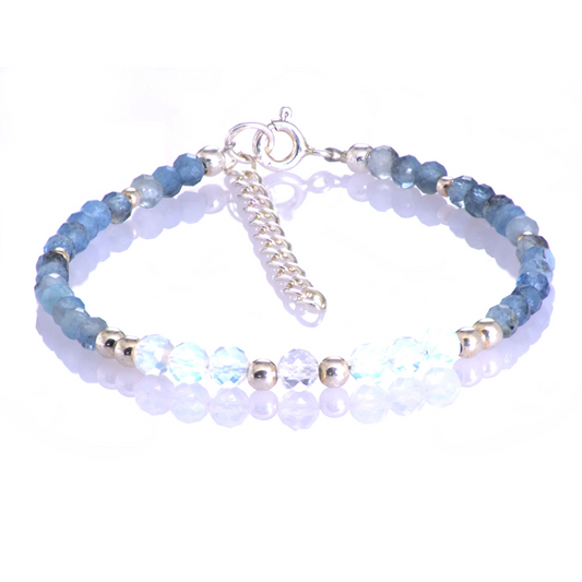 Bransoletka z akwamarynu i opalitu