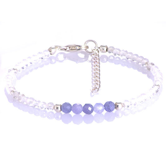 Bransoletka z kryształu górskiego i tanzanitu